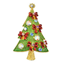 Load image into Gallery viewer, Alloy Rhinestone Auspicious Christmas Tree brooches Brooch Pin